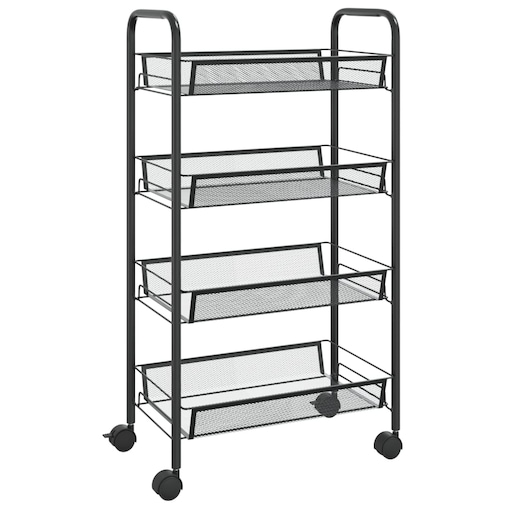 vidaXL 4-piętrowy wózek kuchenny, czarny, 46x26x85 cm, żelazo