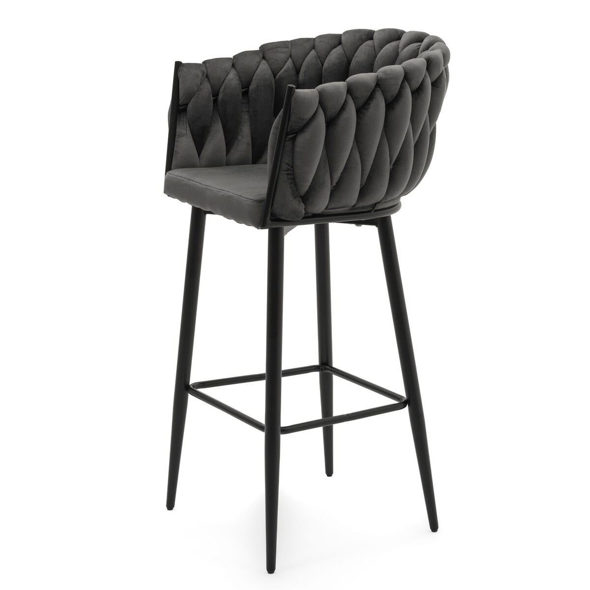 Hoker tapicerowany welurowy pleciony do salonu jadalni barowy glamour LATINA