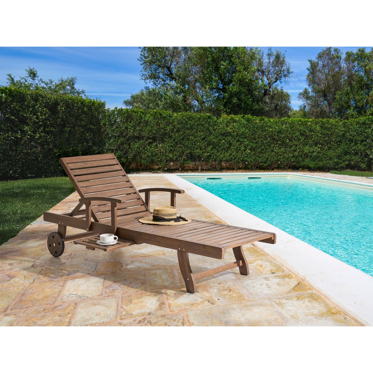 Leżak ogrodowy AMANTEA Drewno akacjowe Ciemnobrązowy
