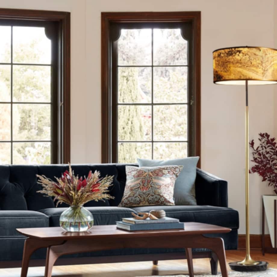 LAMPA podłogowa MARBLE STONE MFLR-6629-601B Abigali marmurowa OPRAWA stojąca czarna złota