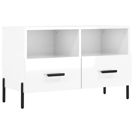 vidaXL Szafka pod TV, biała, wysoki połysk, 80x36x50 cm