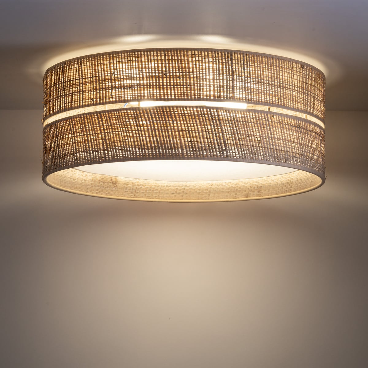 Lampa sufitowa plafon TK Lighting CALMA 450 45 cm boho biała z rafią 4xE27