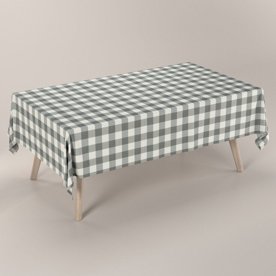 Obrus prostokątny 130 x 160 cm szaro-biała krata (5,5x5,5cm)