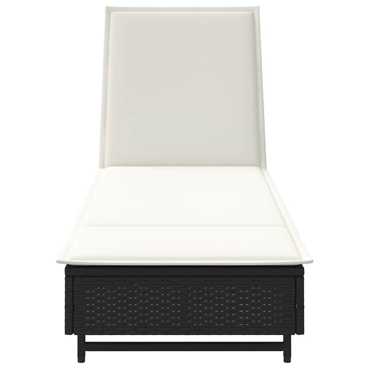 vidaXL Leżak na kółkach, z poduszką, czarny, polirattan