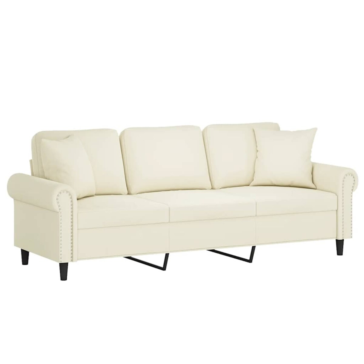 vidaXL 3-osobowa sofa z poduszkami, kremowa, 180 cm, aksamit