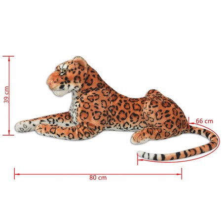 vidaXL Pluszowy leopard XXL brązowy