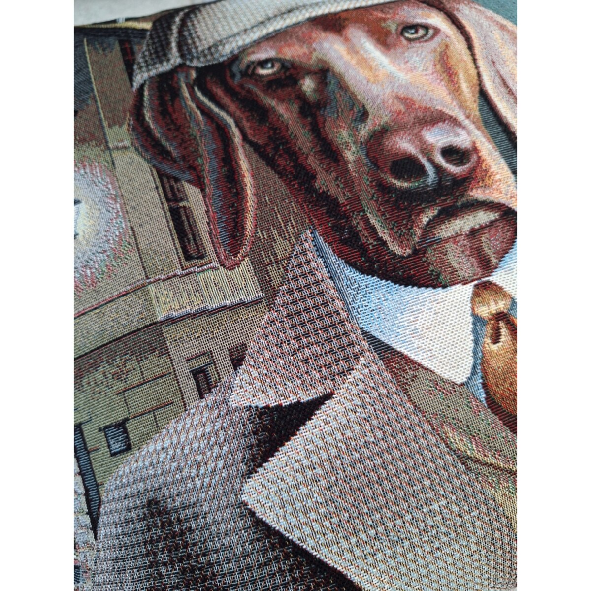 Poszewka Na Poduszkę Jasiek 45X45 Cm Żakardowa Dekoracyjna Ozobna Pies Sherlock Holmes