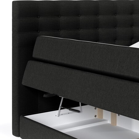 Łóżko kontynentalne STATE 180x200 z pojemnikiem, Czarny, tkanina Megan 368