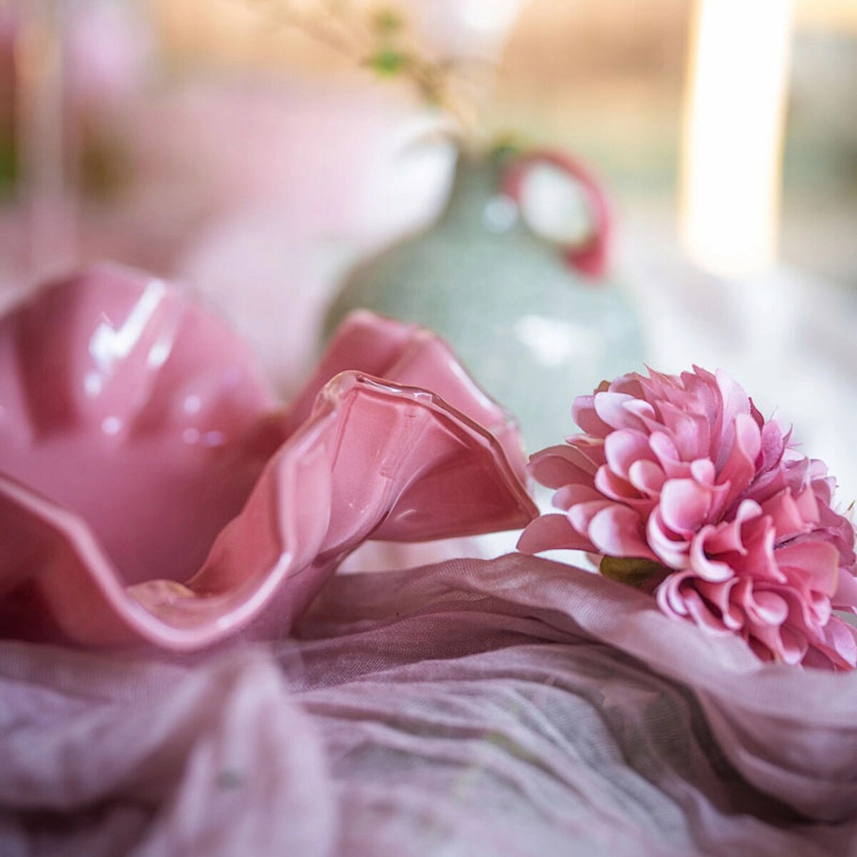 MISA DEKORACYJNA RÓŻOWA 28cm SZKLANA MISKA PATERA RÓŻOWA NA DEKORACJE