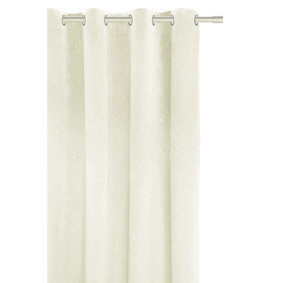 Zasłona welurowa "ALLUMINIUM" 140x250 KRYSZTAŁKI na przelotki śmietana