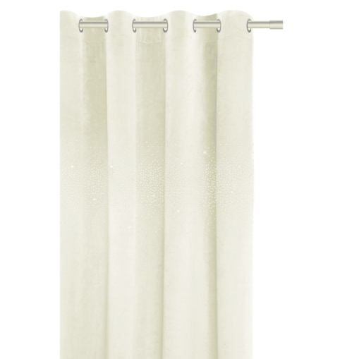 Zasłona welurowa "ALLUMINIUM" 140x250 KRYSZTAŁKI na przelotki śmietana