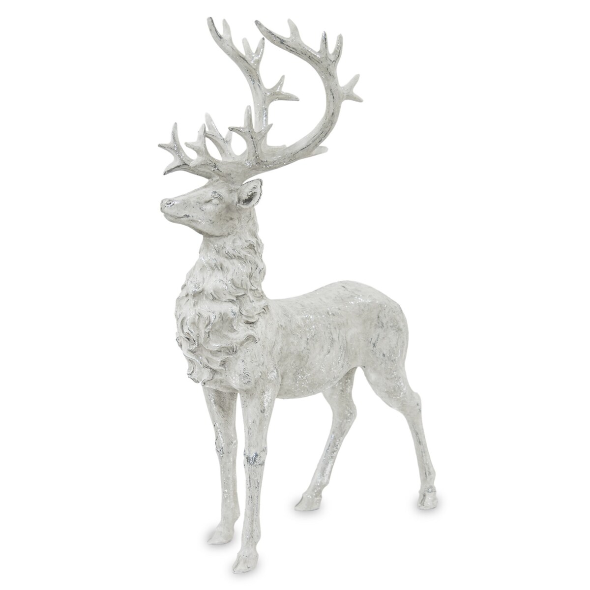 Dekoracja - figurka stojącego białego jelenia 52x15x30 cm KARGU