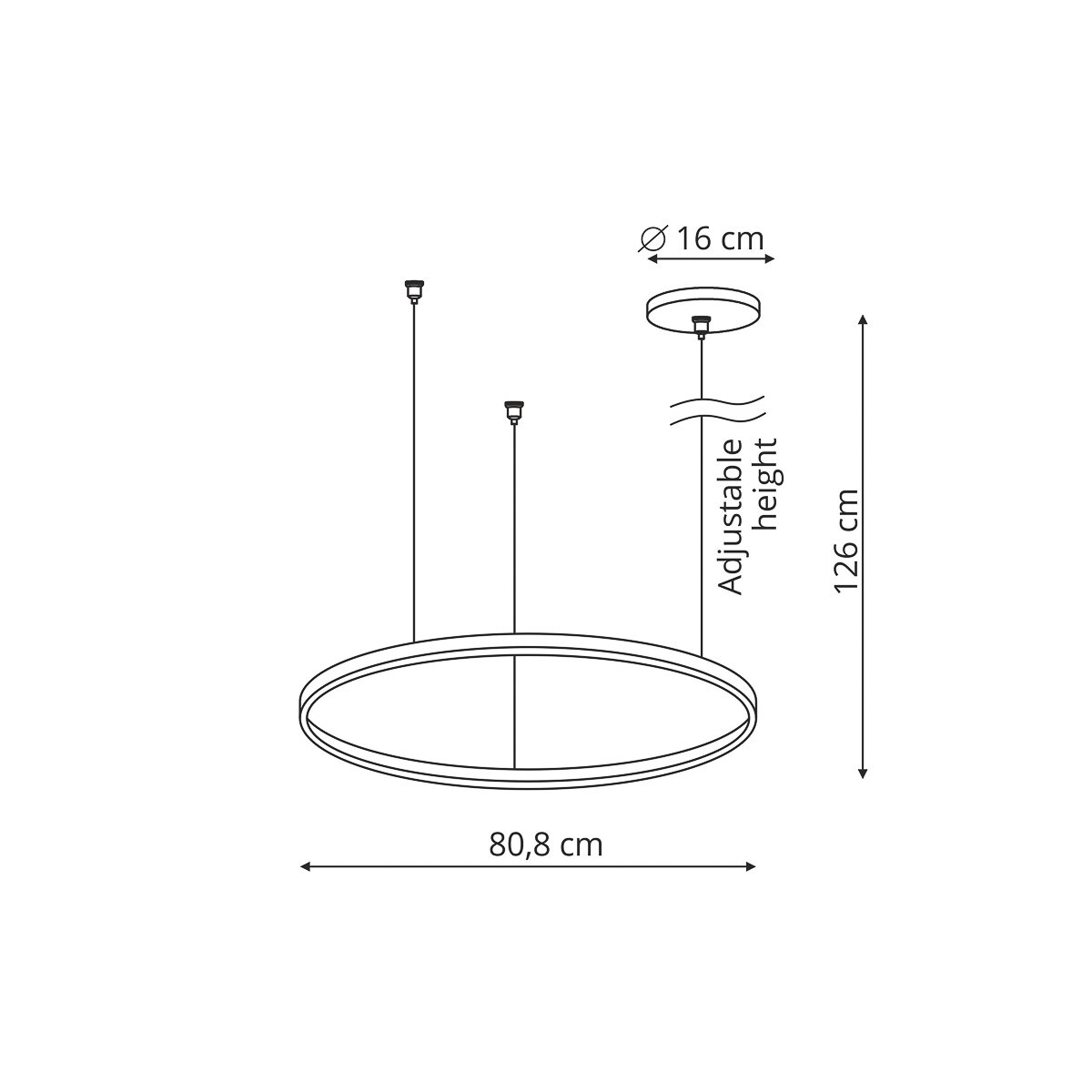 Lampa wisząca Midway LP-033/1P L GD ring LED 54W 3000K zwis złoty