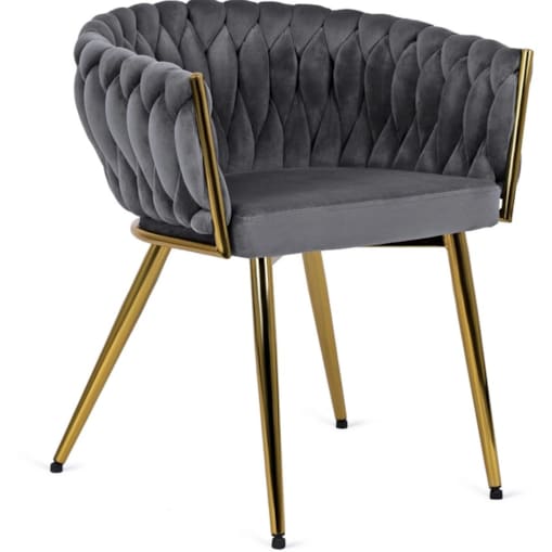 Krzesło Tapicerowane do Salonu CAPRI Szare Welur do Toaletki