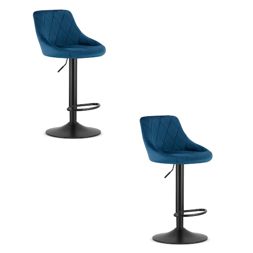 Hoker Do Jadalni Kuchni Baru Wysoki Kast Zestaw 2 Sztuki Granatowy