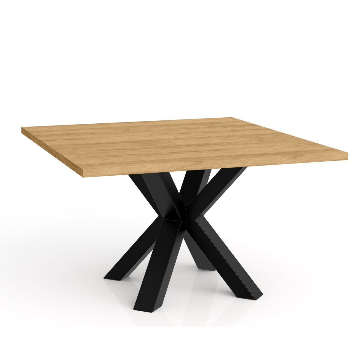 Stolik kawowy NEO kwadratowy 80x80 z metalową podstawą- dąb hikora