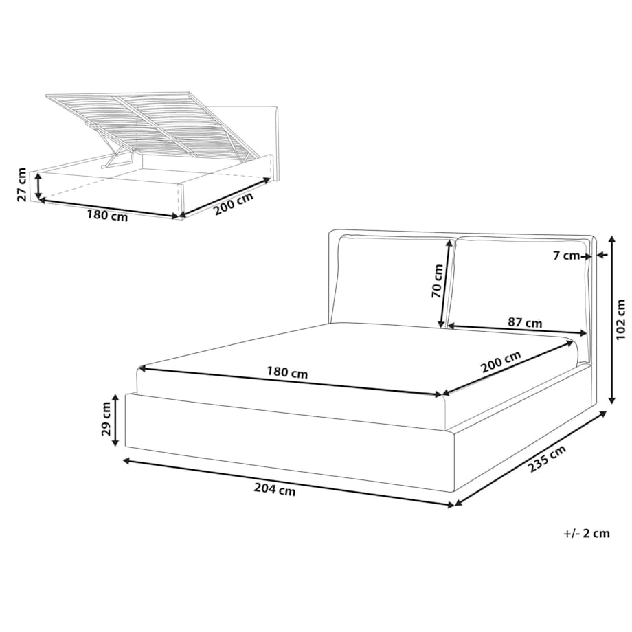 Łóżko z pojemnikiem 180 x 200 cm jasnobeżowe BAJONNA