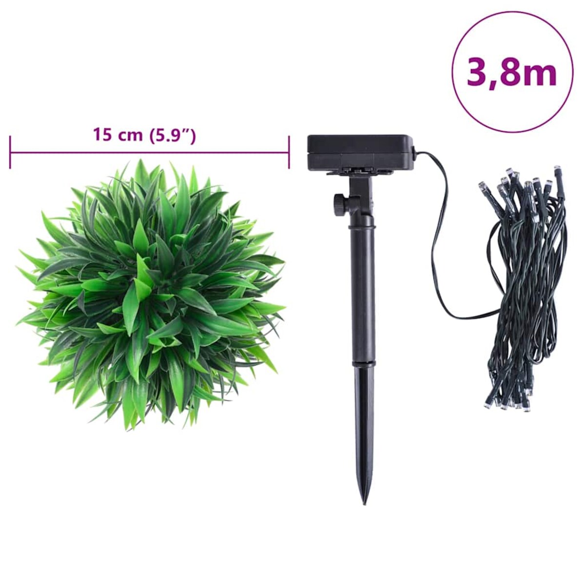 vidaXL Sztuczne kule bukszpanowe z diodami LED 4 szt. Zielone 15 cm