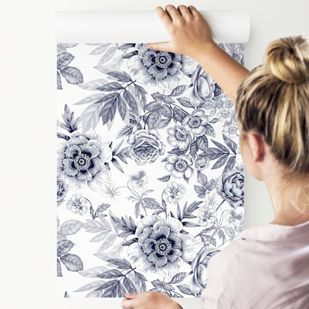 Tapeta kwiaty i liście w stylu vintage