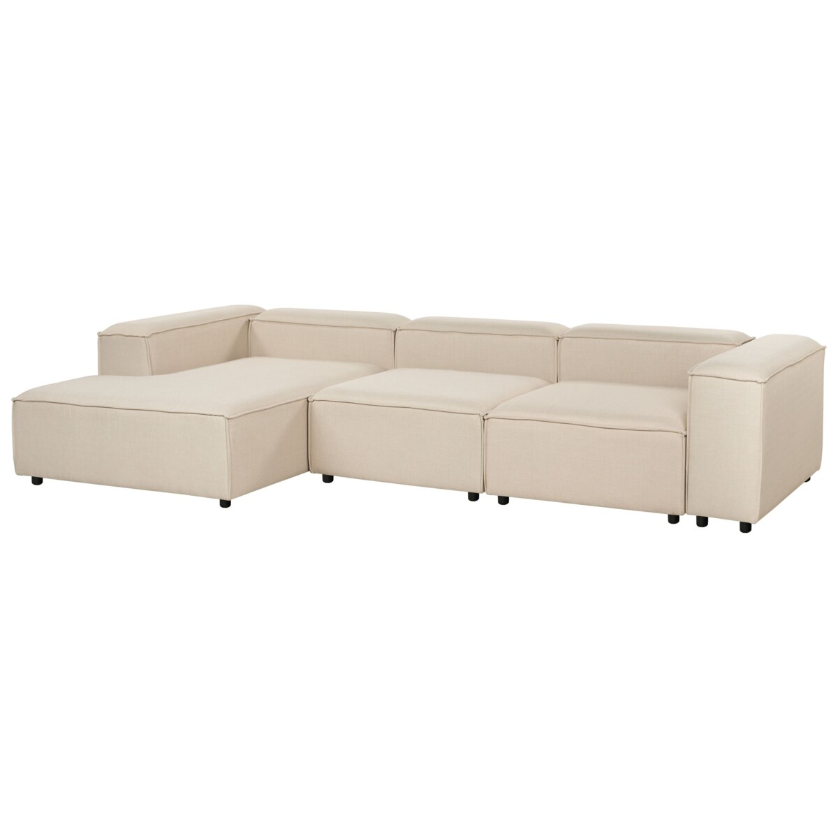 Sofa narożna prawostronna ARDAL Beżowy Tkanina dla 3 osób Prawostronny