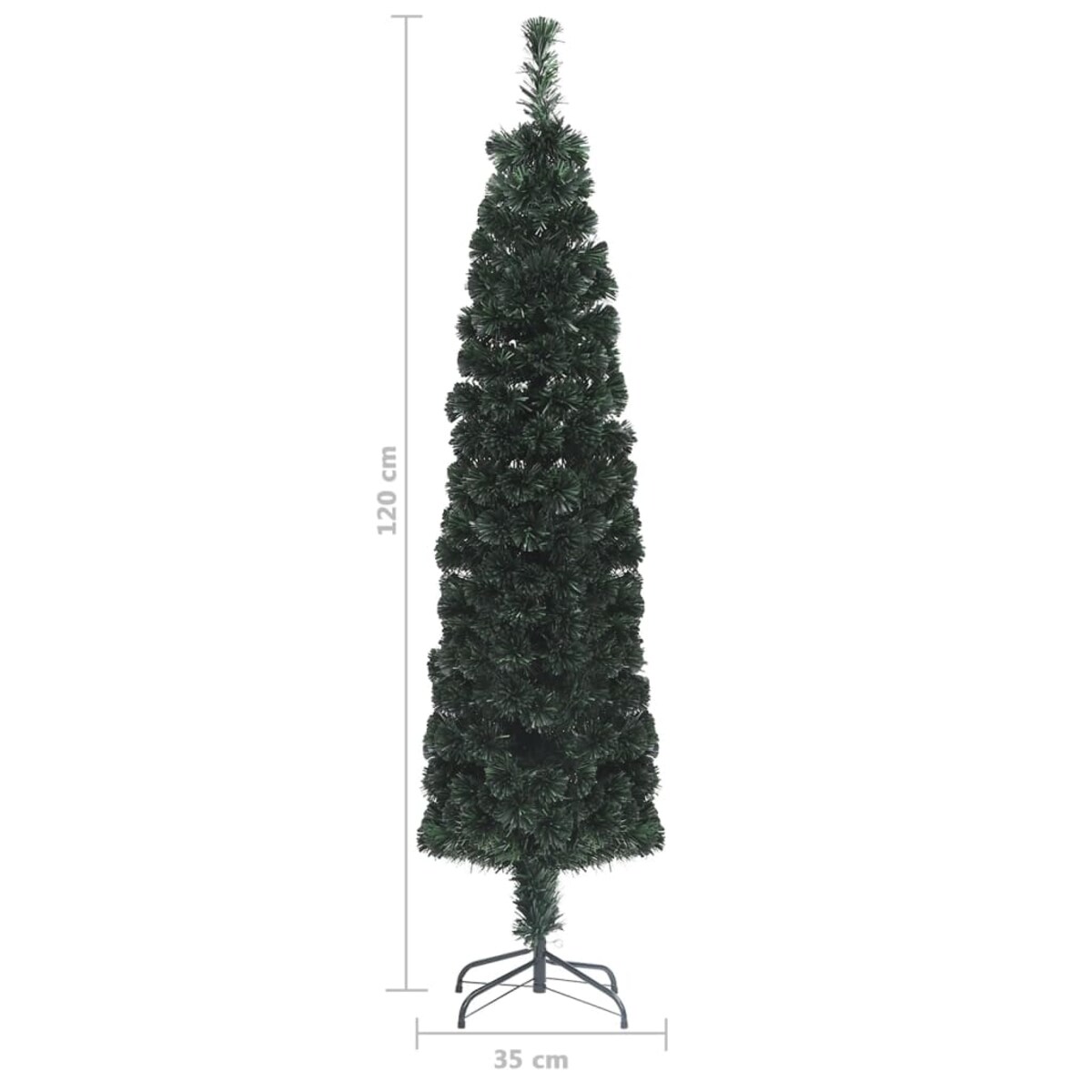 vidaXL Sztuczna, wąska choinka ze stojakiem, 120 cm, włókno optyczne