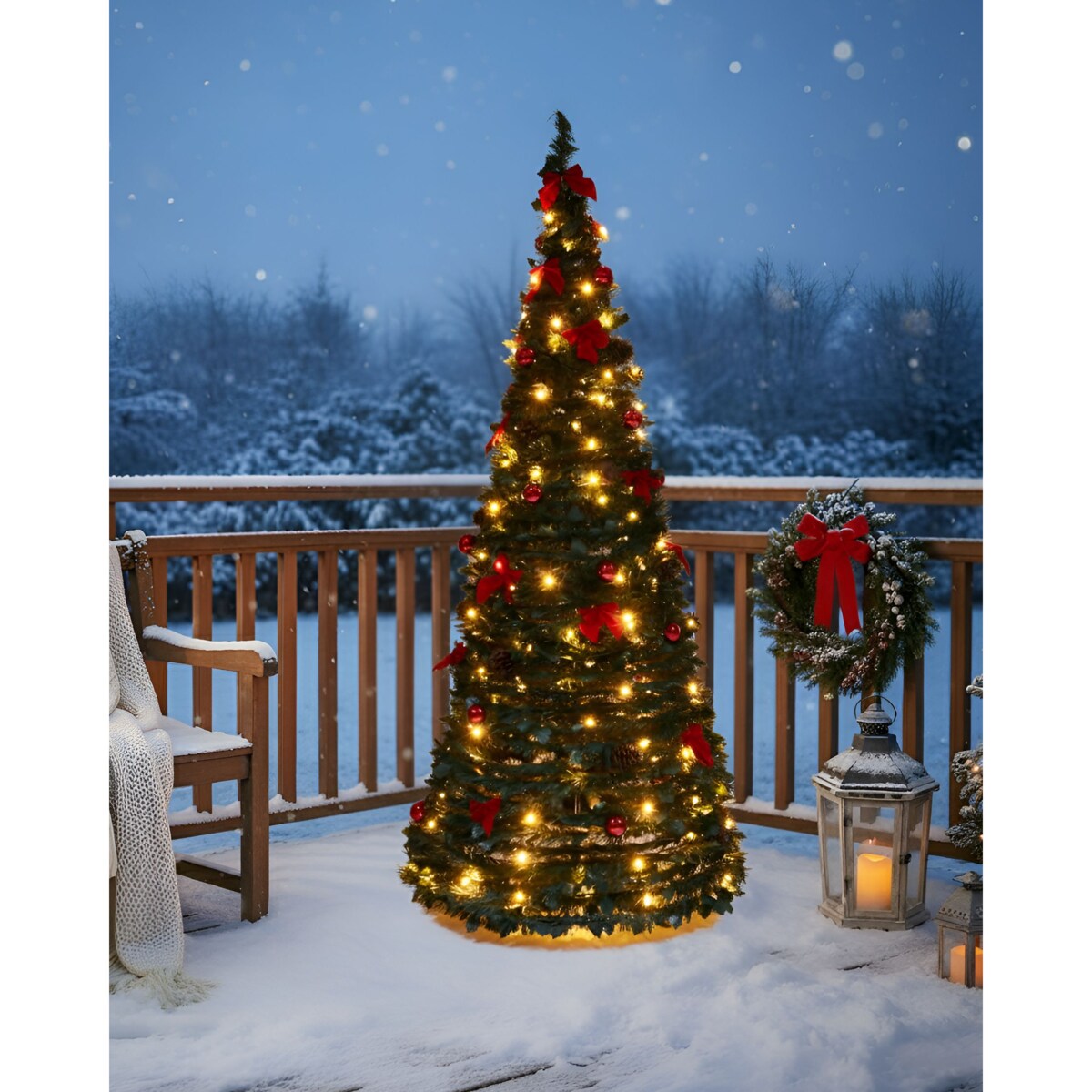 Sztuczna choinka świąteczna Składane LED PINEORA 185 cm Zielony