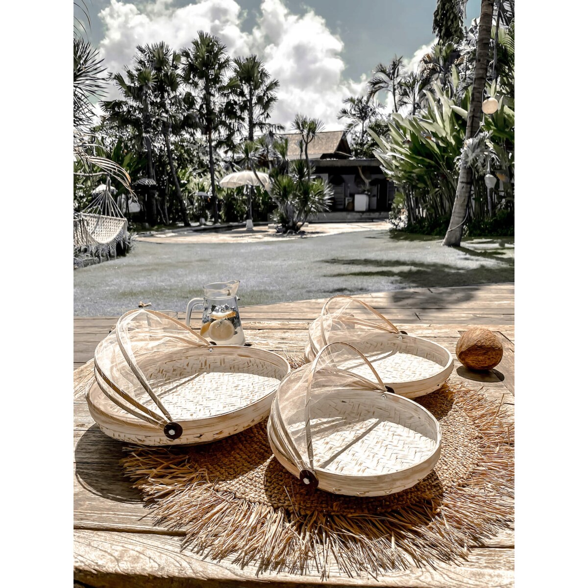 TACA BAMBUSOWA ROYAL BIAŁA SET 3