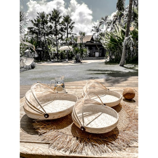 TACA BAMBUSOWA ROYAL BIAŁA SET 3