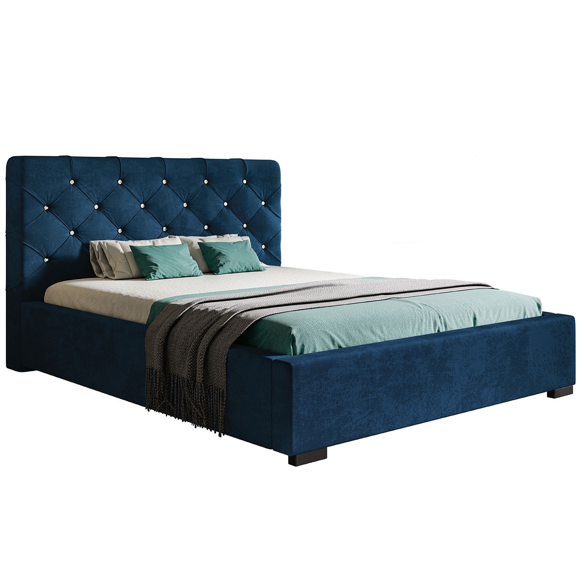 Łóżko tapicerowane 120x200 BEN 11 - granatowe