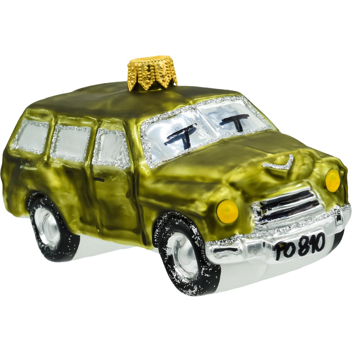 Bombka choinkowa: Duży klasyczny samochód retro: zielony