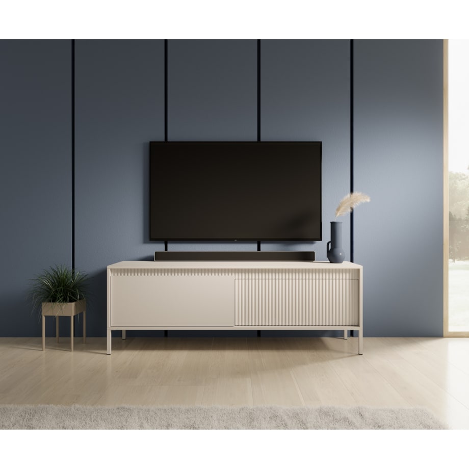 Szafka RTV 153 2D ENSO beżowa na metalowych nóżkach