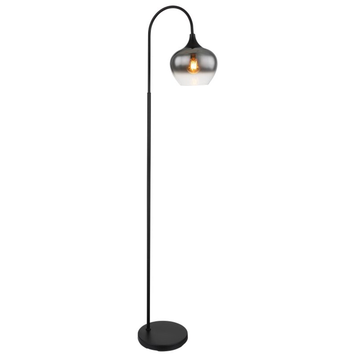 Lampa podłogowa Globo MAXY 15548S czarna matowa, szkło przydymione, E27, 150 cm, nowoczesna do salonu i sypialni