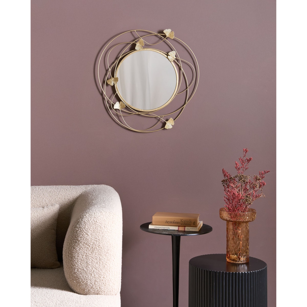 Lustro ścienne ANGLET 46 cm 49 cm Metal Złoty