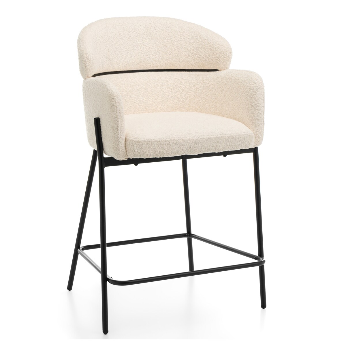 Hoker tapicerowany boucle do salonu BOLZANO jasnobeżowy ecru