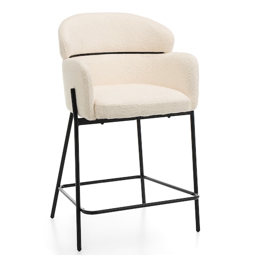 Hoker tapicerowany boucle do salonu BOLZANO jasnobeżowy ecru