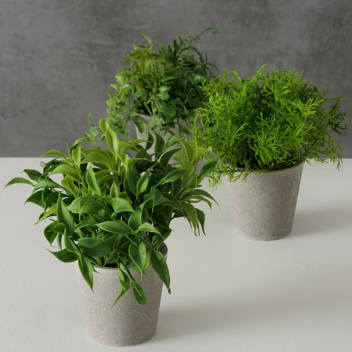 Sztuczna roślina w cementowej doniczce FERN, 17 cm