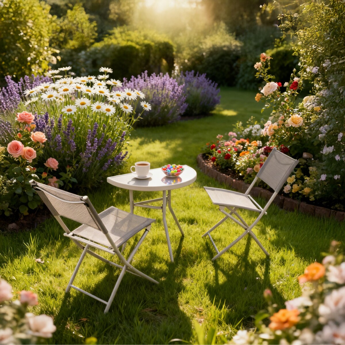 Stół balkonowy stalowy STOLIK ogrodowy na taras szkło hartowane do ogrodu