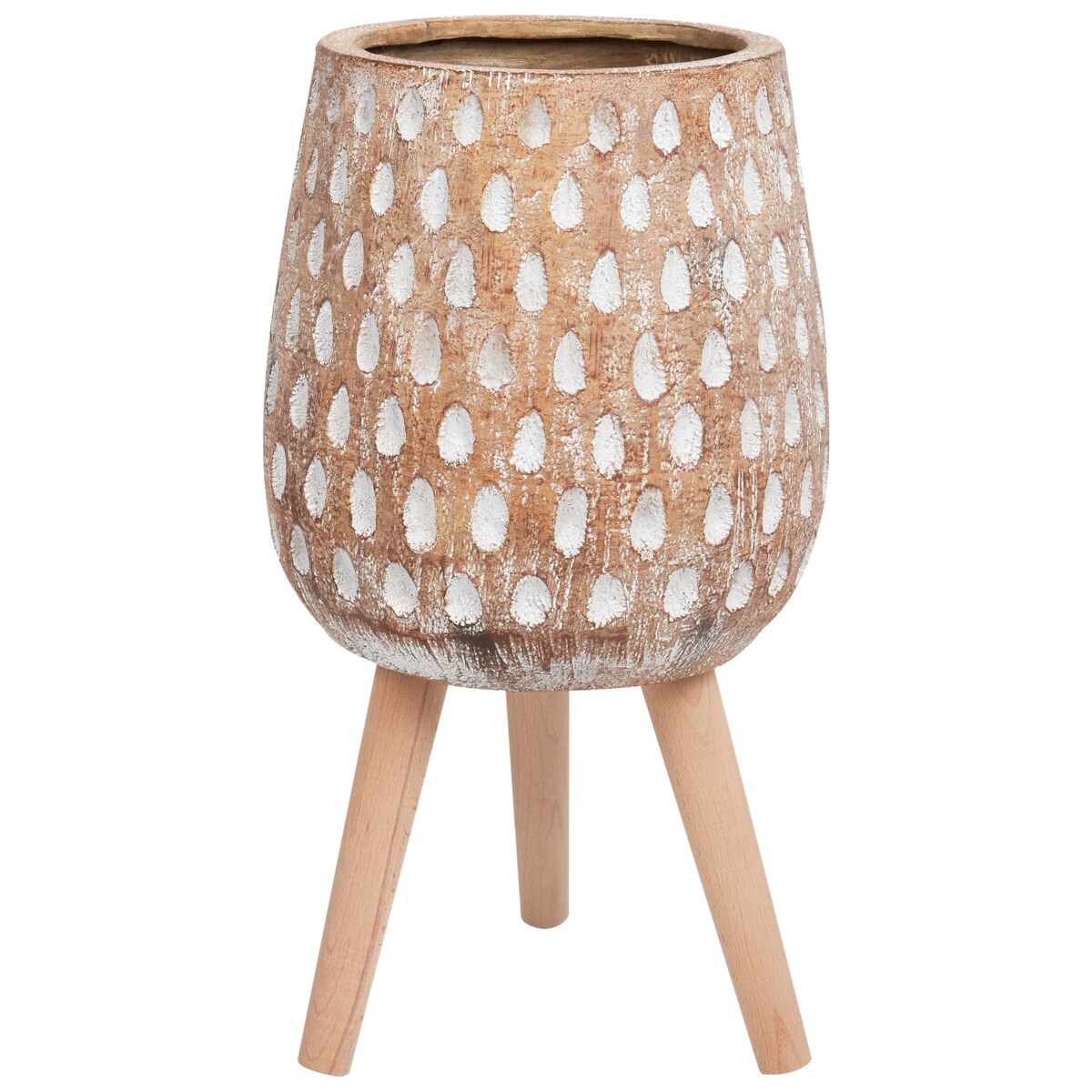 Doniczka na stojaku 27 x 27 x 61 cm jasnobrązowa ASCLEPIAS