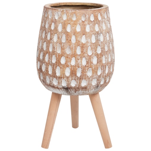 Doniczka na stojaku 27 x 27 x 61 cm jasnobrązowa ASCLEPIAS