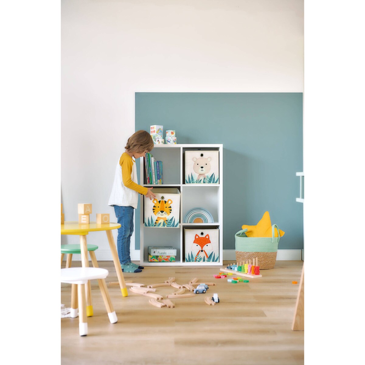 Kosz do przechowywania z plecionki, bawełna + hiacynt wodny