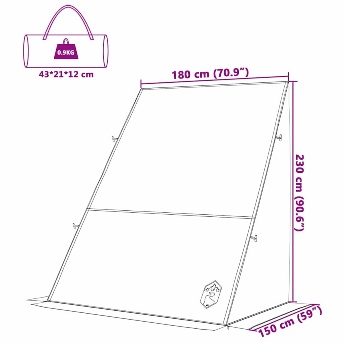 vidaXL Namiot wodoodporny 180 / 190 x 150 x 230 cm