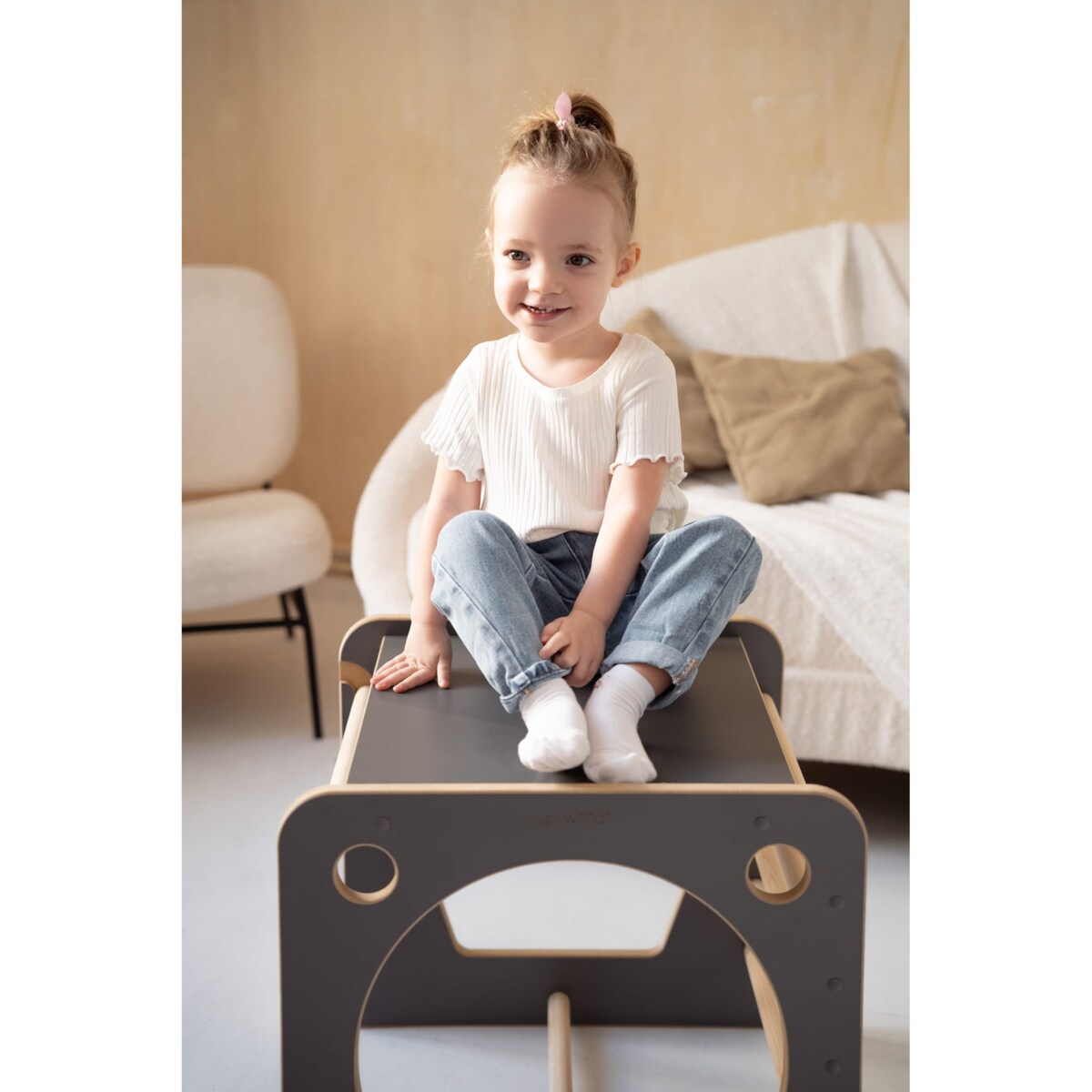 Kostka Wielozadaniowa + MAŁA zjeżdżalnia DRABINKA - szara