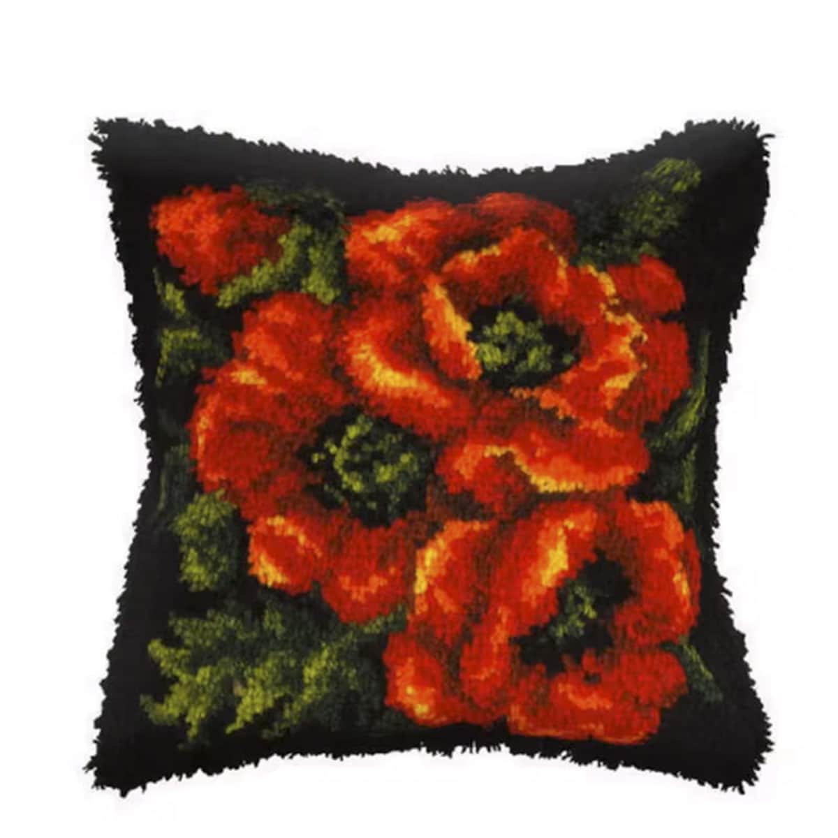 Szydełkowanie na kanwie - Poduszka Maki