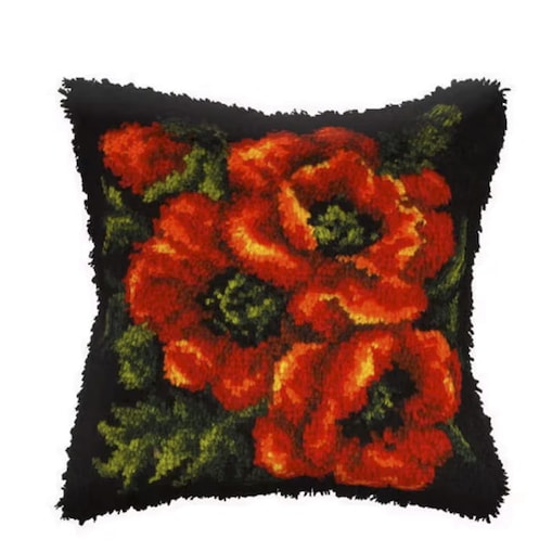 Szydełkowanie na kanwie - Poduszka Maki