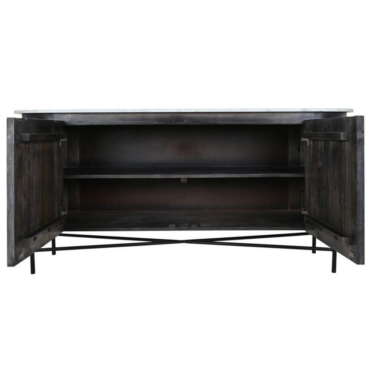 Komoda z lamelami i marmurowym blatem 75x45x160 cm BIRBA