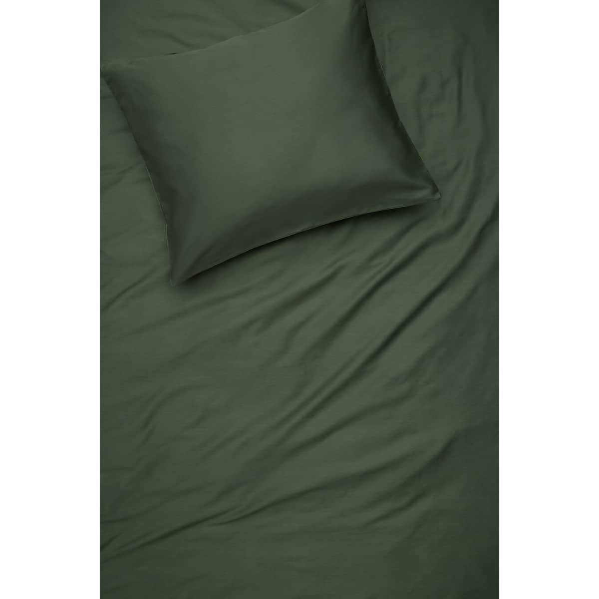 Pościel satynowa forest green 160/200 + 2 x 70/80 cm