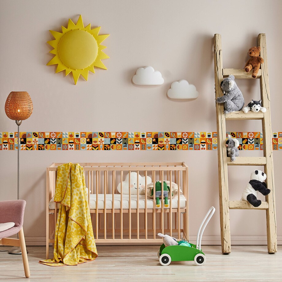 Pasek Dekoracyjny Bordiura Do Kuchni ABSTRAKCJA Jedzenie Owoce Styl Retro