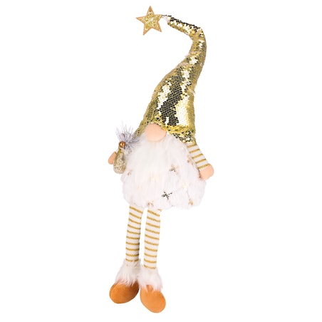 SKRZAT świąteczny ŚWIECĄCY krasnal Mikołaj DUŻY biały DEKORACJA gnom JUMI