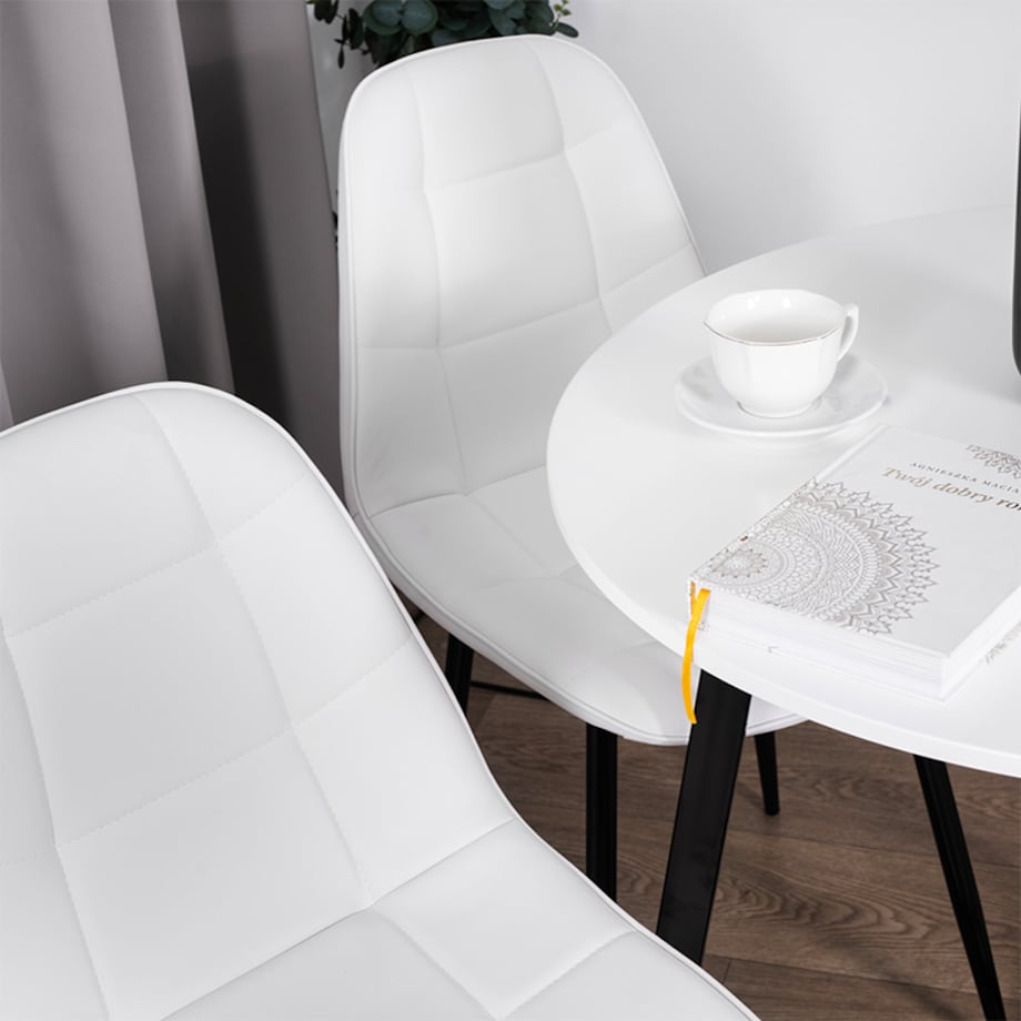 Krzesło tapicerowane ekoskóra białe nowoczesne loftowe