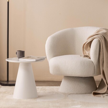 Fotel obrotowy 80x72x70 cm bouclé Nalf - III biały